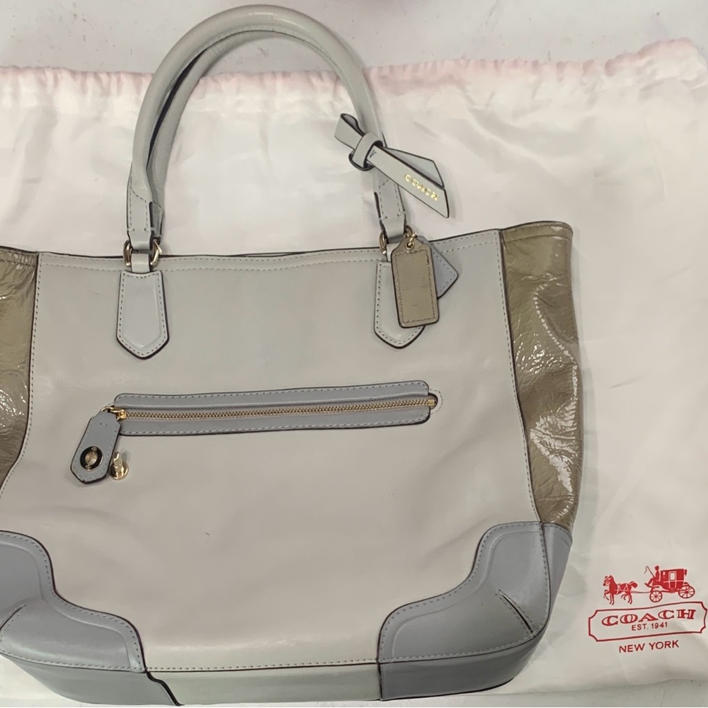 Y2K Coach Color Block Blaire Tote Satchel Patent Leather Accents/Crossbody Strap